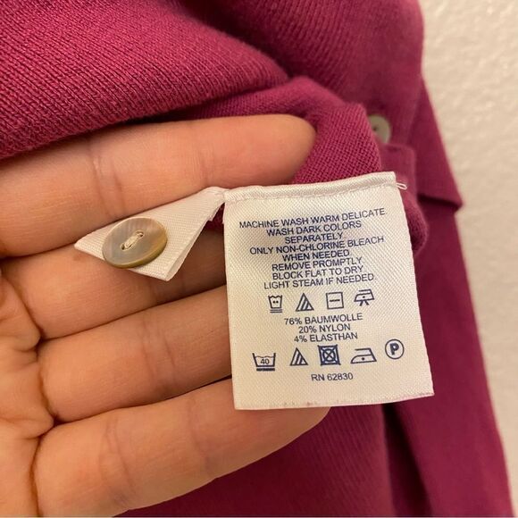 Lands End cotton nylon button up cardigan sweater School uniform pink womans M - Picture 6 of 7